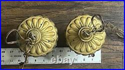 Working Pair Of Mid Century Modern Brass Lantern Swag Light Pendants Chorded