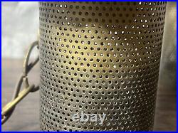 Working Pair Of Mid Century Modern Brass Lantern Swag Light Pendants Chorded