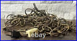 Working Pair Of Mid Century Modern Brass Lantern Swag Light Pendants Chorded