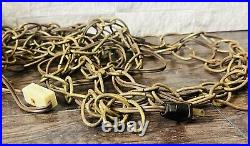 Working Pair Of Mid Century Modern Brass Lantern Swag Light Pendants Chorded