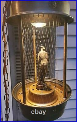 Working Vintage Hanging Mineral Oil Rain Lamp Goddess Statue