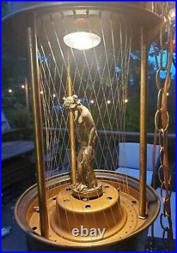 Working Vintage Hanging Mineral Oil Rain Lamp Goddess Statue