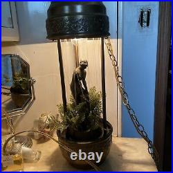 Wow! Vintage Oil Rain Hanging Lamp. Nude Greek Goddess. 21