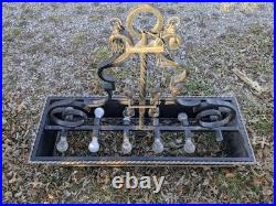 Wrought Iron Hanging Chandelier Vintage 12 Light With Mounting Hardware Wrought Iron Hanging Chandelier Vintage 12 Light With Mounting Hardware