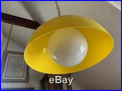 Yellow Vintage Mid Century Modern Hanging Mushroom Ceiling Lamp