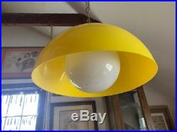 Yellow Vintage Mid Century Modern Hanging Mushroom Ceiling Lamp