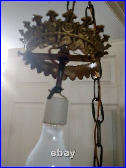 (pr) Vintage Hollywood Regency MCM Frosted Cylinder Cut Glass Swag Lamps-nice